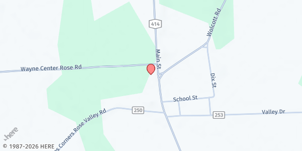 Map showing Rose Food Pantry at 4101 Main Street, Rose, NY