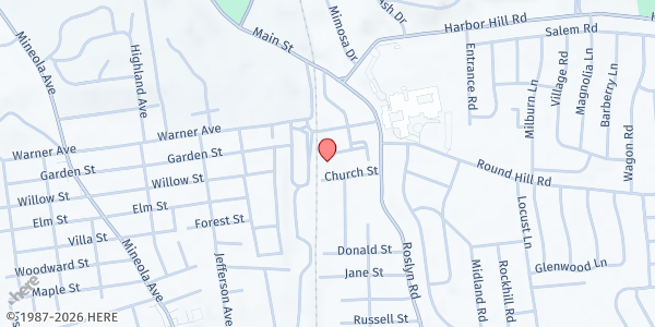 Map showing E Joy Community Resource Center, Inc. at 56 Orchard Street, Roslyn Heights, NY