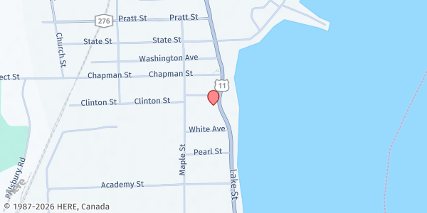 Map showing St. Patrick's Catholic Church at 138 Lake St, Rouses Point, NY