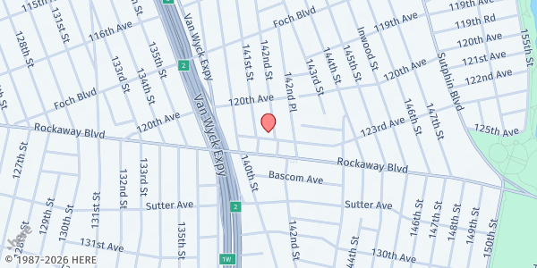 Map showing St. Clement Pope Church Food Pantry at 141-11 123rd Avenue, S. Ozone Park, NY