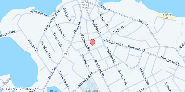 Map showing Sag Harbor Community Food Pantry at 44 Union Street, Sag Harbor, NY