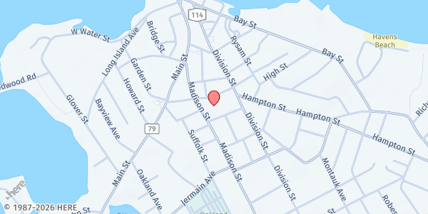 Map showing Sag Harbor First Presbyterian Church at 44 Union St, Sag Harbor, NY