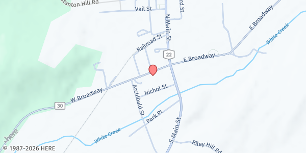 Map showing Salem United Presbyterian Church Food Pantry at 13 West Broadway, Salem, NY