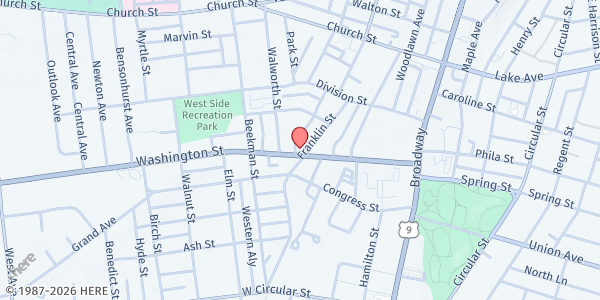 Map showing Franklin Community Center Inc at 95 Washington St, Saratoga Springs, NY