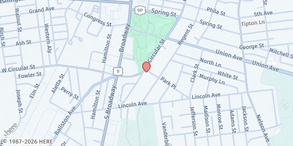 Map showing Saratoga EOC Soup Kitchen at 24 Circular St, Saratoga Springs, NY