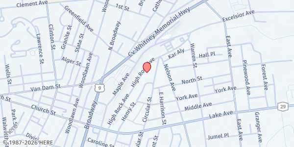 Map showing Saratoga Farmers' Market at 112 High Rock Avenue, Saratoga Springs, NY