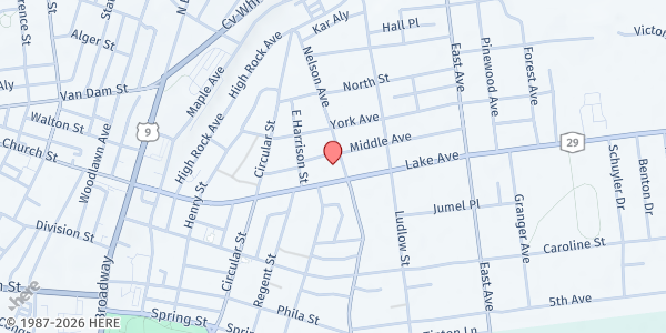 Map showing St. Paul's Food Pantry at 149 Lake Avenue, Saratoga Springs, NY