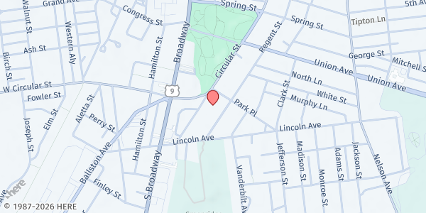 Map showing The Kitchen at LifeWorks Community Action at 24 Circular St, Saratoga Springs, NY