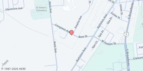 Map showing The Legal Aid Society of Northeastern NY - Saratoga Office at 40 New Street, Saratoga, NY