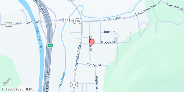 Map showing The Shepherd's Cupboard at 33 Church St., Savona, NY