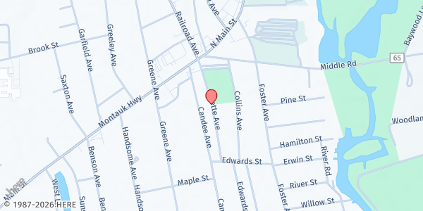 Map showing Greater Sayville Food Pantry at 47 Gillette Ave., Sayville, NY