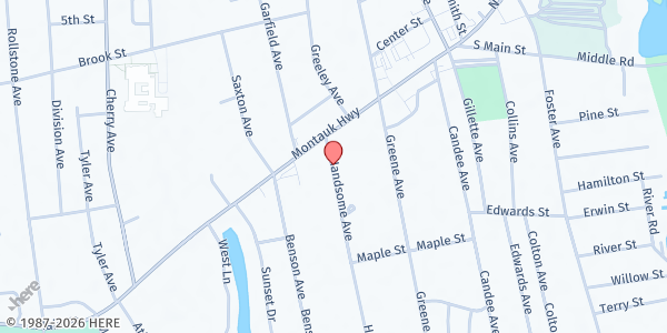 Map showing St. Lawrence the Martyr at 27 Handsome Ave., Sayville, NY