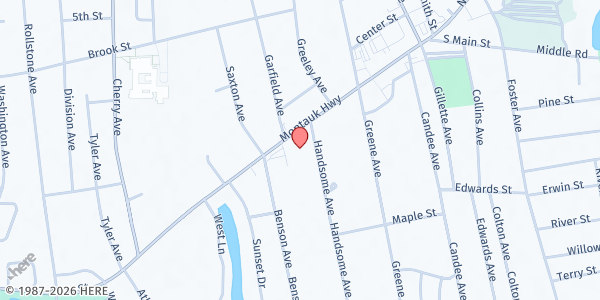 Map showing St. Lawrence the Martyr at 27 Handsome Ave., Sayville, NY