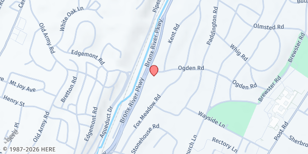 Map showing United Interfaith Food Pantry at 2 Ogden Road, Scarsdale, NY