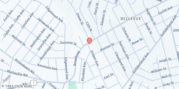 Map showing Bellevue Cafe at 2630 Broadway, Schenectady, NY