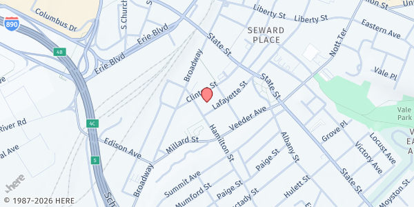 Map showing City Mission at 425 Hamilton St, Schenectady, NY