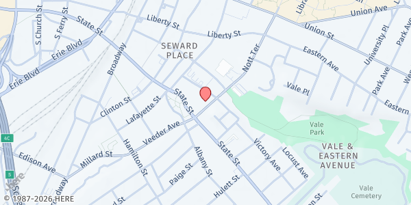 Map showing Emmanuel Friedens Church at 218 Nott Terrace, Schenectady, NY