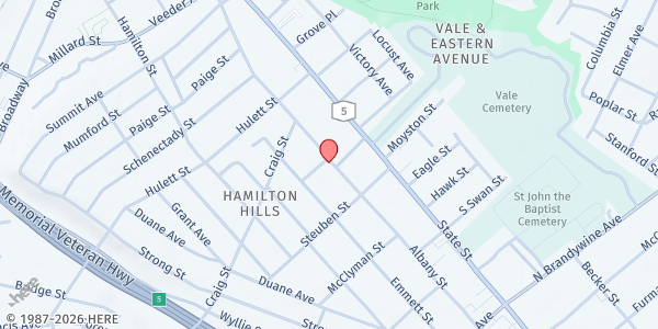 Map showing Harmony Fellowship Food Pantry at 888 Albany St, Schenectady, NY