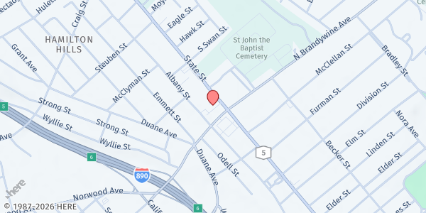 Map showing Hometown Health Period Pantry at 1044 State Street, Schenectady, NY