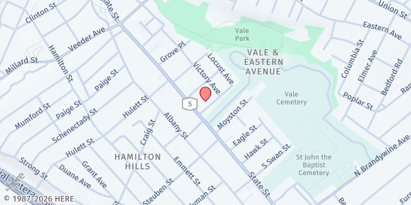 Map showing State Street Presbyterian Church at 5 Catherine St, Schenectady, NY