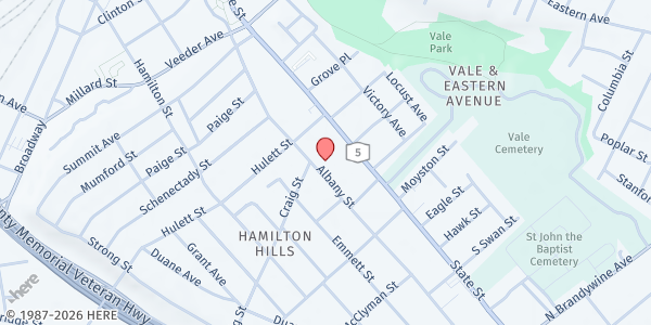 Map showing Sycamore Collaborative Food Pantry at 839 Albany St, Schenectady, NY