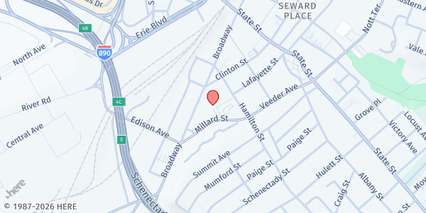 Map showing Ten Eyck Apartments at 375 Broadway, Schenectady, NY