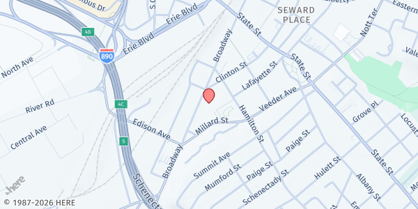 Map showing Ten Eyck Senior Dining Center at 375 Broadway, Schenectady, NY