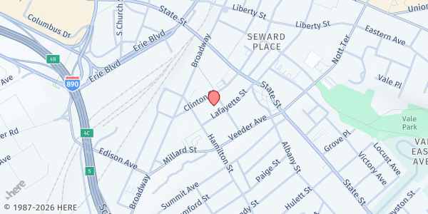 Map showing Wallace M Campbell Dining Center at 512 Smith St, Schenectady, NY