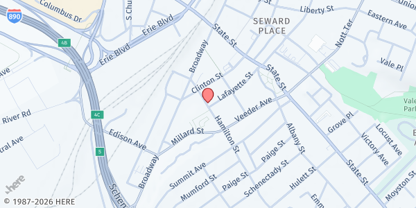 Map showing Welcome Center at 427 Hamilton St, Schenectady, NY