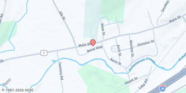 Map showing Schenevus United Methodist Church at Schenevus United Methodist Church, 66 Main St., Schenevus, NY