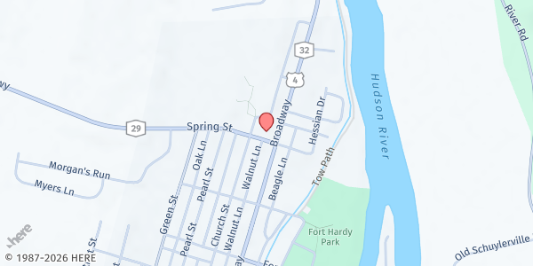 Map showing SAFER Food Pantry at 12 Spring St, Schuylerville, NY
