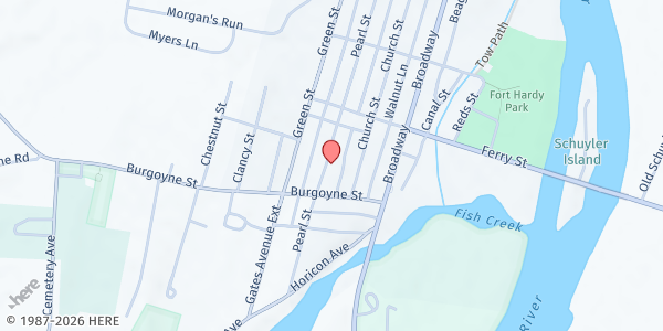 Map showing WIC Schuylerville - Old Saratoga Reformed Church at 48 Pearl Street, Schuylerville, NY