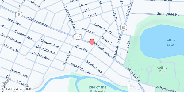 Map showing 1st National Bank of Scotia at 201 Mohawk Ave, Scotia, NY