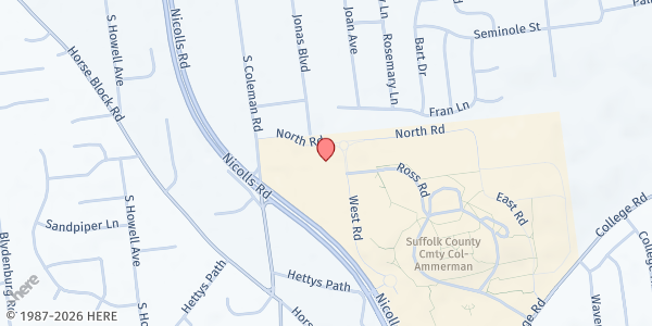 Map showing SCC Association, Inc./Ammerman FP at 533 College Rd, Selden, NY