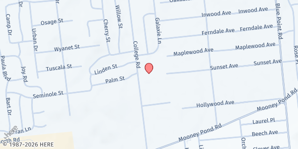 Map showing St. Margaret of Scotland R.C. Church at 81 College Rd, Selden, NY