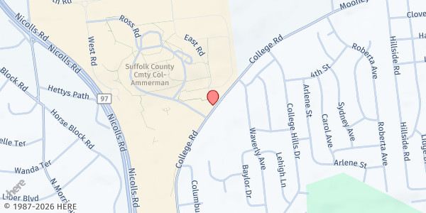 Map showing Suffolk Community College/Ammerman Campus FP at 533 College Rd., Selden, NY