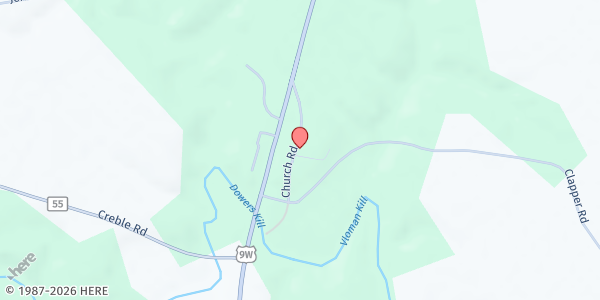 Map showing Venture Churches Food Pantry - Selkirk at 38 Church Road, Selkirk, NY