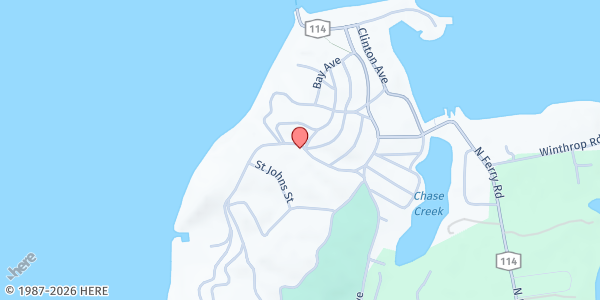 Map showing Our Lady of the Isle Church at 5 Prospect Ave, Shelter Island Heights, NY