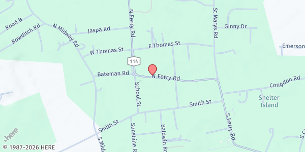 Map showing Shelter Island Presbyterian at 32 N Ferry Rd, Shelter Island, NY