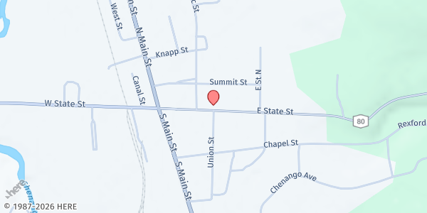 Map showing St. Malachy Food Pantry at NY-80, Sherburne, NY