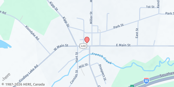 Map showing AREA CHRISTIAN ACTION COUNCIL - SHERMAN at 133 WEST MAIN STREET, SHERMAN, NY