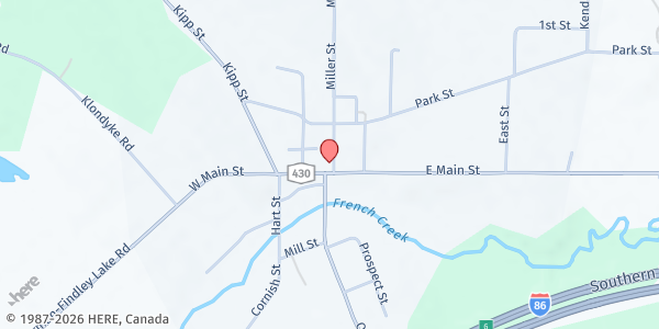 Map showing Susan's Pantry & Salvage at 107 W Main St, Sherman, NY