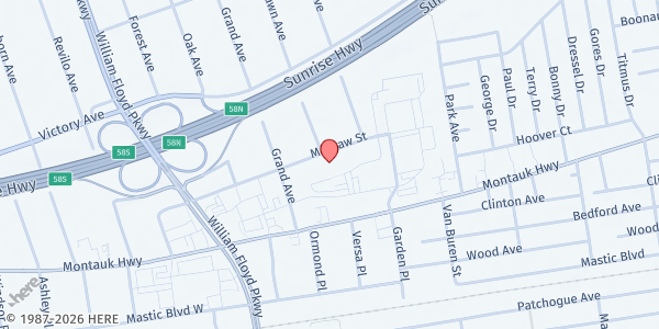 Map showing Christ Church at 176 McGraw St., Shirley, NY