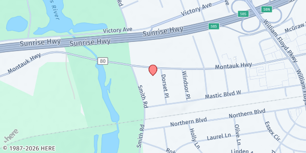 Map showing Shirley WIC at 550 Montauk Hwy, Shirley, NY