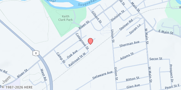 Map showing American Cancer Society - Sidney at 5 Oak Ave, Sidney, NY