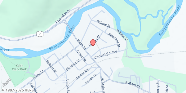 Map showing Sidney Food Pantry at 12 Liberty Street, Sidney, NY