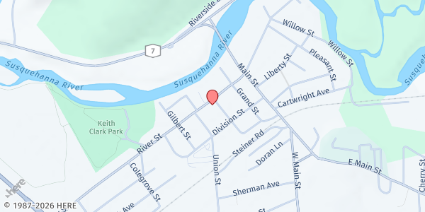 Map showing St. Paul's Episcopal Church at 25 River St., Sidney, NY