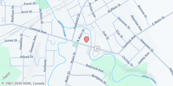 Map showing SILVER CREEK FOOD PANTRY at 260 Central Avnue, Silver Creek, NY