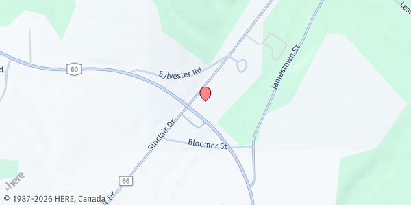 Map showing SINCLAIRVILLE FOOD CUPBOARD at 49 SINCLAIR DRIVE, SINCLAIRVILLE, NY
