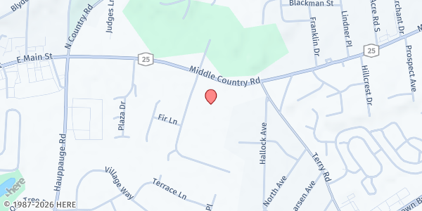 Map showing St Patrick Parish Outreach at 280 East Main Street, Smithtown, NY